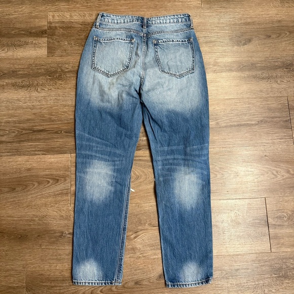 BOHME Medium Wash High Waisted Distressed Straight Leg Denim Jeans Size 25 - Picture 8 of 9